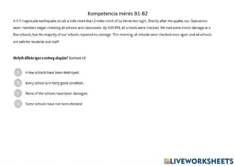 Angol nyelvi kompetenciamérés