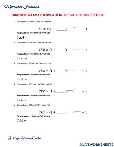 Conversión de Tasas Efectivas 1