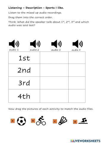 Listening Description - Favourite Sports