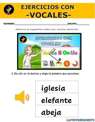 Ejercicios con vocales