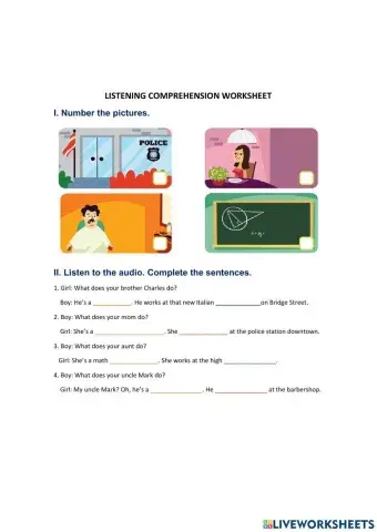 Listening Comprehension Worksheet