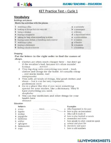 Vocabulary and Grammar - KET