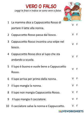 Cappuccetto Rosso - vero o falso?