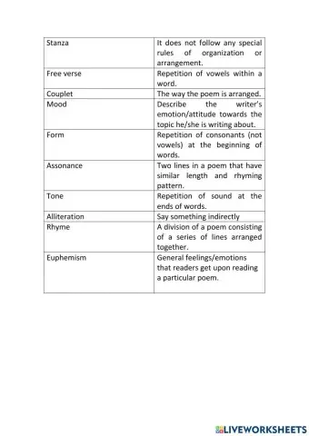 Poetic Devices Matching