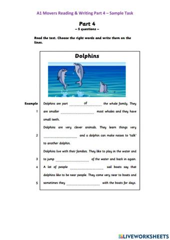 A1 Movers Reading & Writing Part 4 – Sample Task