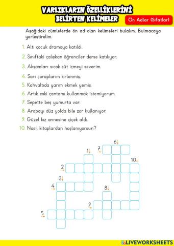 Varlıkların Özelliklerini Belirten Sözcükler