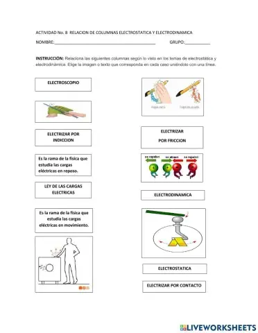 Relacion de columnas Electrostática y Electrodinámica