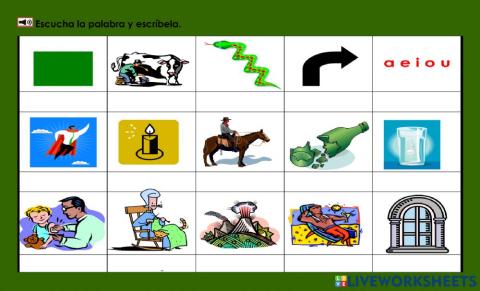 Vv: escucha y escribe toda la palabra