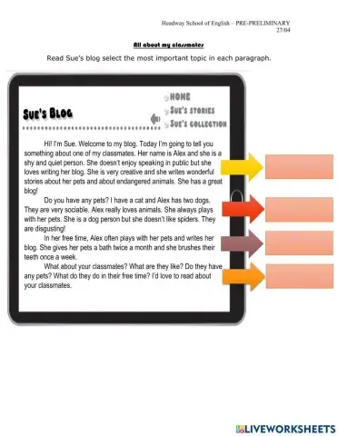 Sue's blog - Writing