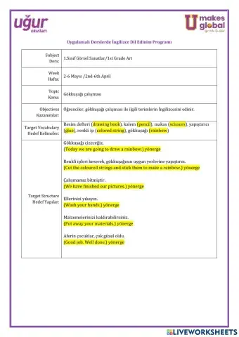Görsel Sanatlar-1.Sınıf-2-6 Mayıs