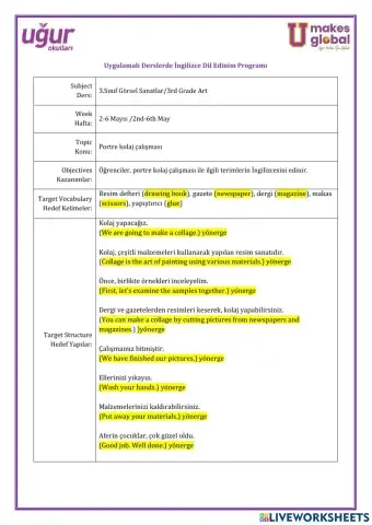 Görsel Sanatlar-3.Sınıf-2-6 Mayıs