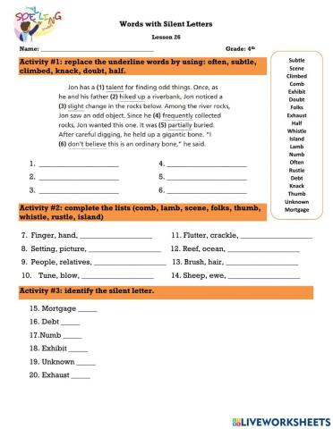 Words with Silent Letters