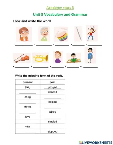 Academy stars 3 - Unit 5 - Vocabulary and grammar