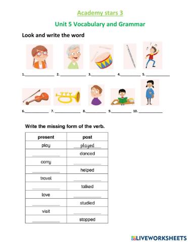 Academy stars 3 - Unit 5 - Vocabulary and grammar