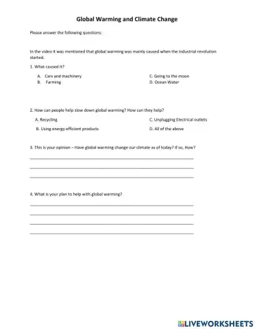 Global Warming and Climate Change 1