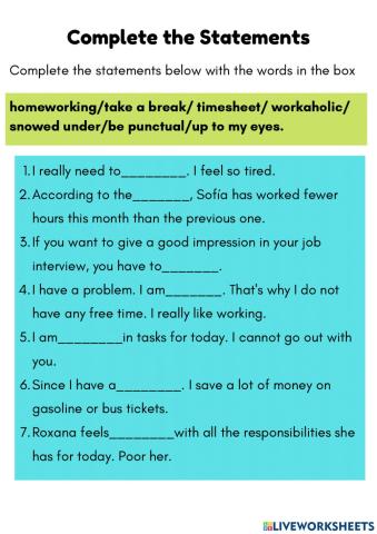 Vocabulary about work