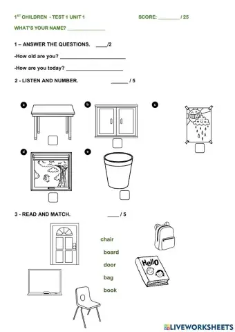 1st children -  test 1 - unit 1