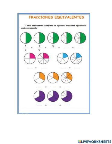 Fracciones equivalentes. 3er grado