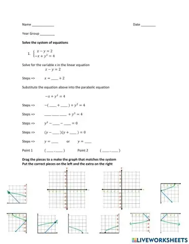 System of Equations - Substitution - Linear and Nonlinear