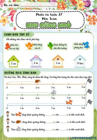 Ôn tập toán 2 - tuần 27