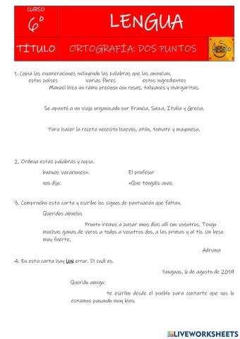 Ortografía. dos puntos