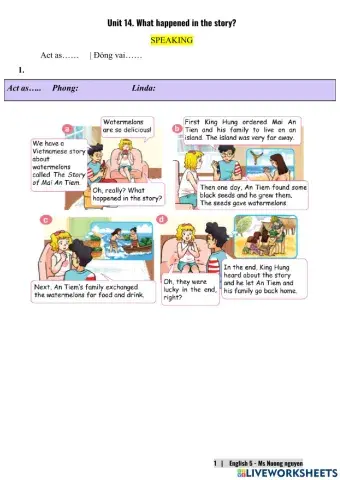 E5U14 (speaking) What happened in the story -nuongnguyen