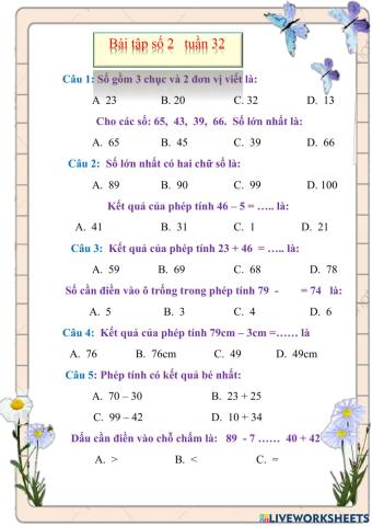 Bài tập tuần 32 số 2