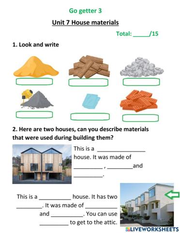 Go getter 3 - Unit 7 - House materials
