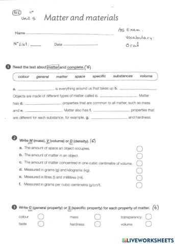 MATTER AND MATERIALS
