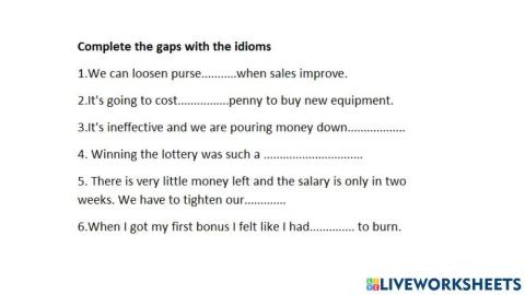 Spending money idioms