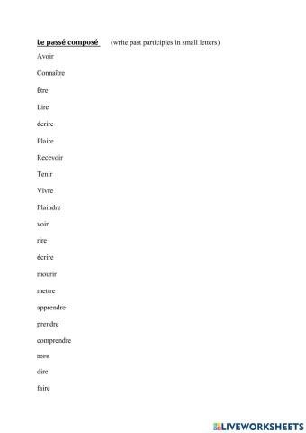 French passe compose - past participle