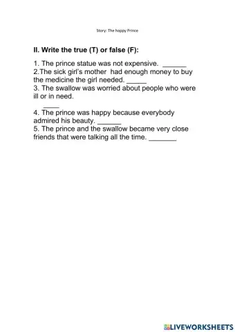 Story- The Happy  Prince