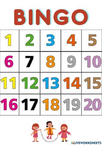 Bingo les chiffres 1 - 20