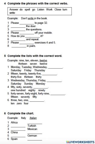EF Elementary Vocabulary Homework Unit1