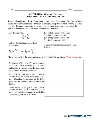 Gay-Lussac & Combined Gas Laws