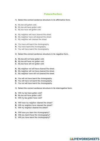 Future Perfect (order)