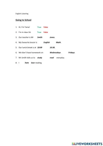 Listening - Going to School