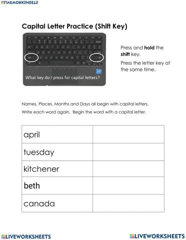 Keyboard Practice - Shift Key