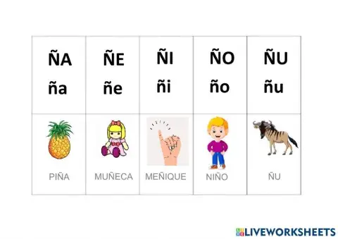 Silabas ña ñe ñi ño ñu