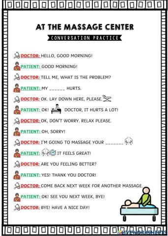 At the massage center conversation practice