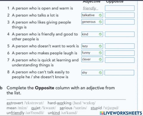 Adjectives describing personality