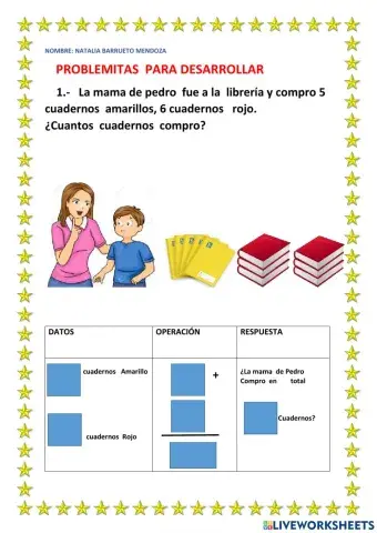 PROBLEMAS PARA 1ro  DE PRIMARIA