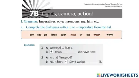 Unit 7B: Lights, camera, action!