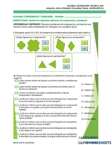 Semejanza y congruencia