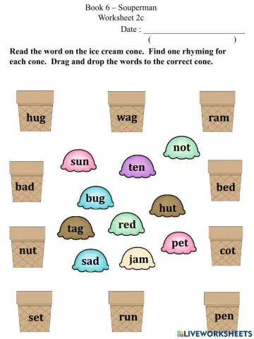 2c Make Rhyming Ice cream Cones