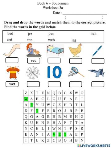 3a Short E CVC Match and Word Search