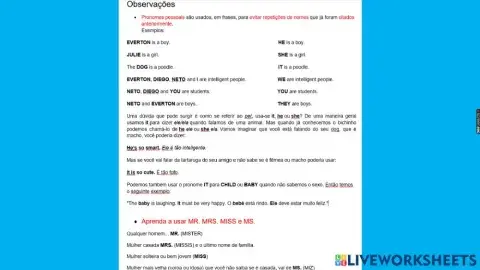 Observation 1 (personal pronouns)