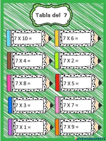 แบบฝึกหัด สูตรคูณแม่ 7