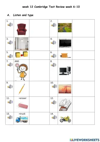 Cambridge starters words review