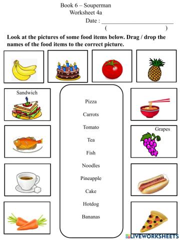 4a Food Vocabulary Worksheet